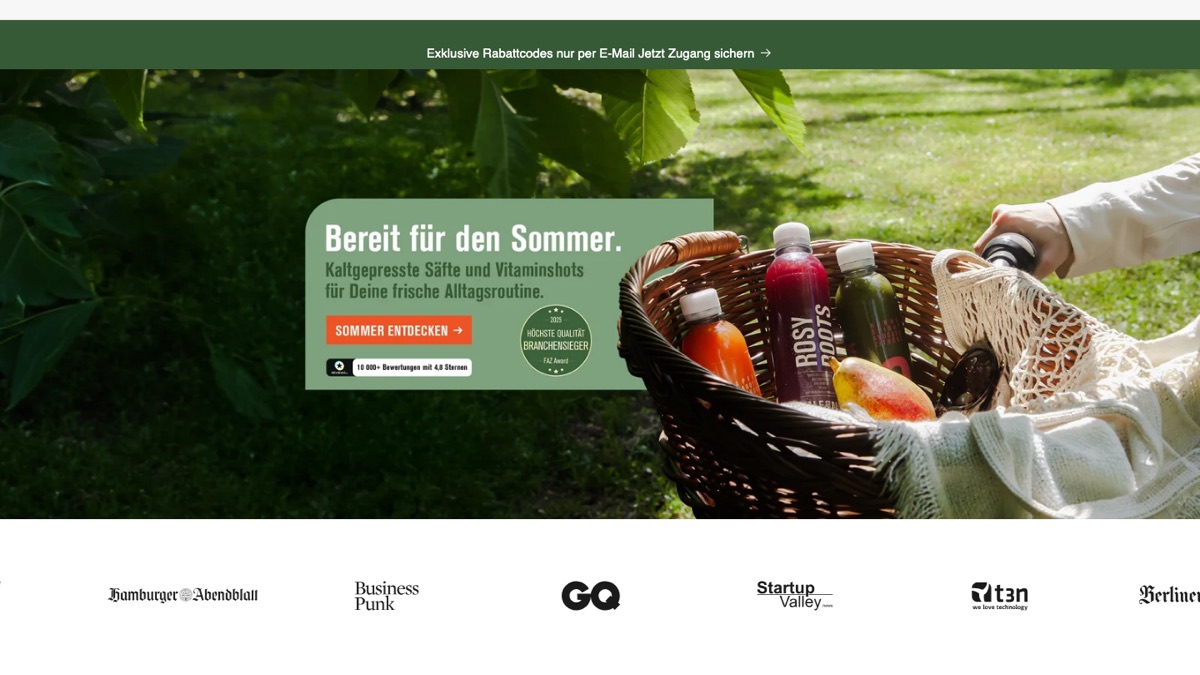 Screenshot der Website von Kale & Me