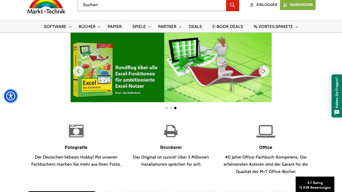 Screenshot der Website von Markt+Technik